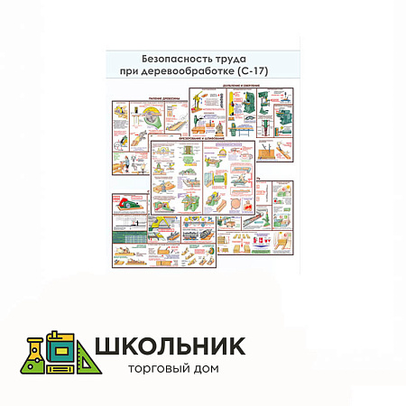 Плакаты «Безопасность труда при деревообработке» (5 листов, размер 450х600)